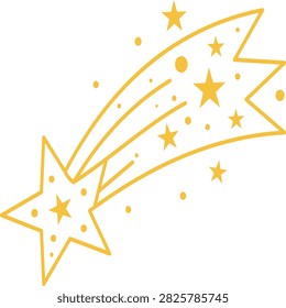Yellow Shooting Star with Trail and Comet Vector Logo
