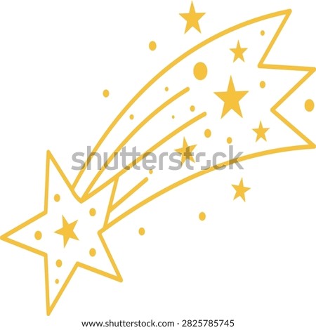 Yellow Shooting Star with Trail and Comet Vector Logo