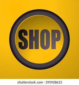 Yellow Shop Button Background Vector Illustration Stock Vector (Royalty ...