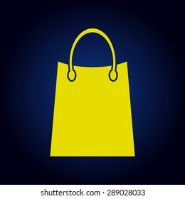 Yellow shopping bag icon on a blue background
