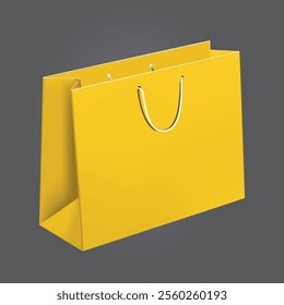 Yellow shopping bag mockup vector with isolated background.