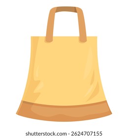Yellow shopping bag is standing upright, ready to be filled with purchases