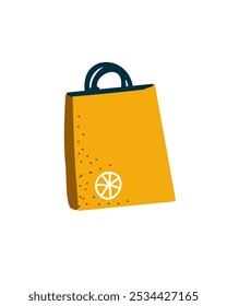 Yellow shopping bag, vector illustration for discount promotions