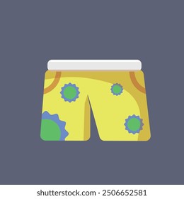 yellow short pants in flat vector design.