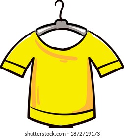 Yellow short shirt, illustration, vector on white background.