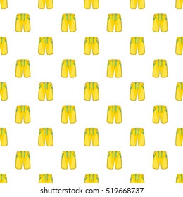 Yellow shorts for swimming pattern. Cartoon illustration of yellow shorts for swimming vector pattern for web