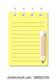 yellow shot note with pencil