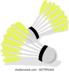 Yellow shuttlecock, illustration, vector on white background