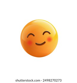 Yellow shy emoticon, red cheeks emoji. Funny, cute facial expressions, and emotions for advertising concepts. Sign, symbol, icon. Vector illustration.