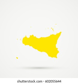 Yellow Sicily Map Illustration