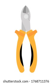  cortadores laterales amarillos. los cortadores de alambre están cerrados, aislados en fondo blanco, ilustración vectorial plana.