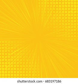 Yellow side hatch with halftone effect. Vintage pop art retro vector illustration.