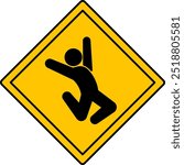 Yellow Sign Beware of Dancing People. Humorous Road Sign. Vector Icon