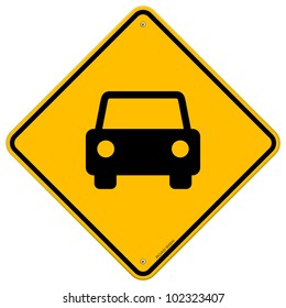 Yellow Sign with Car