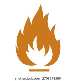 A yellow sign with a fire symbol. The sign has a cutout handle at the top