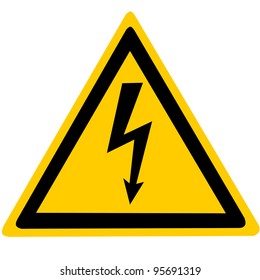 Yellow sign with high voltage icon, vector illustration
