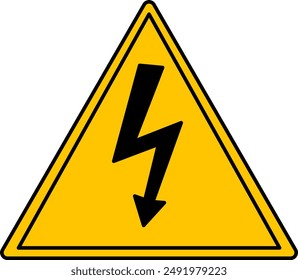Señal amarilla de alta tensión. Icono de Vector. Señal de advertencia de peligro