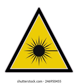 Yellow sign with laser radiation warning. Vector illustration