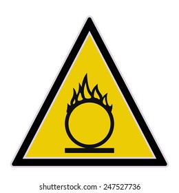 Yellow sign with oxidant warning. Vector illustration.
