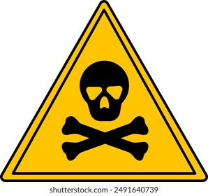 Yellow Sign of Poison. Vector Icon. Skull and Bones. Danger Warning Sign, Toxic