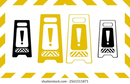 Yellow sign stand icon - work in progress - warning