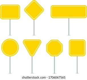 Yellow sign vector illustration set