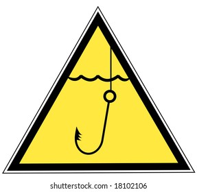 yellow sign with water and fishing hook