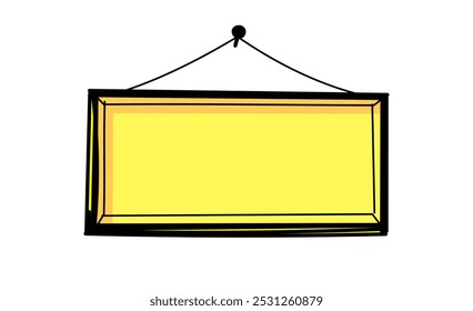 yellow signboard hand drawn, sign board, placard hanging, shop door sign doodle blank