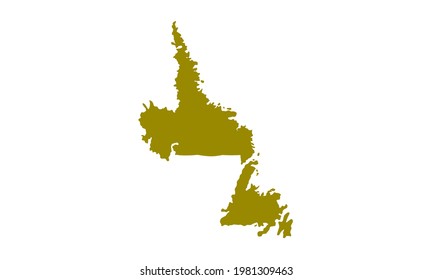 Yellow silhouette of a Canadian city map of Newfoundland in Canada