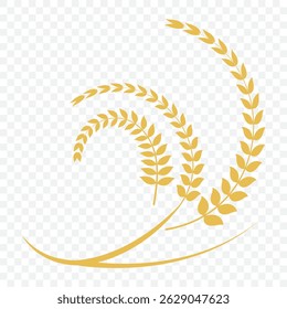 yellow silhouette circular laurel foliate, wheat and oak wreaths depicting an award, achievement, heraldry, nobility on white background. Emblem floral greek branch flat style - stock vector. EPS 10.
