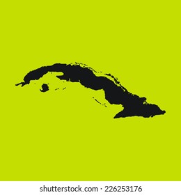 Yellow Silhouette of the Country Cuba