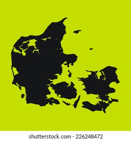 Yellow Silhouette of the Country Denmark