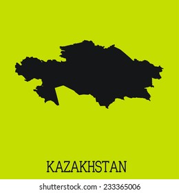 Yellow Silhouette of the Country Kazakhstan
