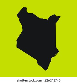Yellow Silhouette of the Country Kenya
