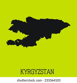 Yellow Silhouette of the Country Kyrgyzstan