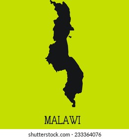 Yellow Silhouette of the Country Malawi