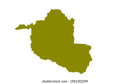 Yellow silhouette country map of Rondonia in Brazil