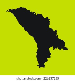 Yellow Silhouette of the Country Moldova