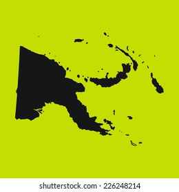Yellow Silhouette of the Country Papua New Guinea