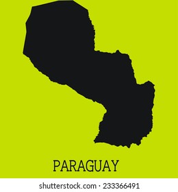 Yellow Silhouette of the Country Paraguay