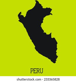 Yellow Silhouette of the Country Peru