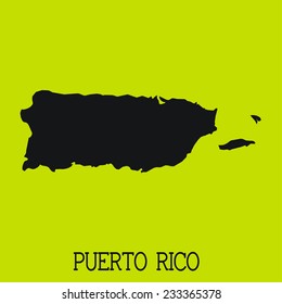 Yellow Silhouette of the Country Puerto Rico
