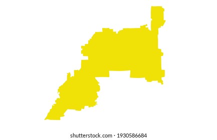 Yellow silhouette of Henderson's city map in nevada on white background