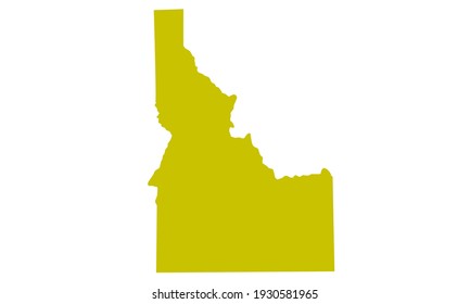 Yellow silhouette of Idaho state map in USA on white background