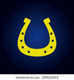 Yellow silhouette lucky horseshoe - vector  on a blue background