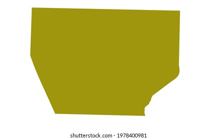 Yellow Silhouette Of Map Of Abyei City In Sudan