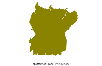 yellow silhouette map of the city of Ananindeua in Brazil