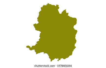 Yellow silhouette of a map of the city of Bielefeld in Germany