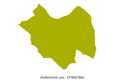 Yellow silhouette of map of the city of Damascus in Syria