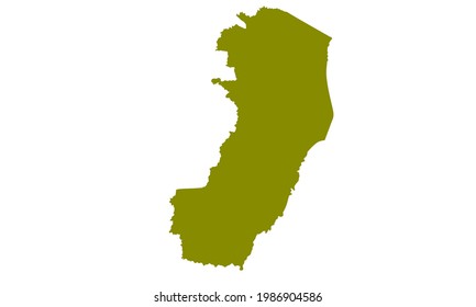 Yellow silhouette map of the city of Espirito Santo in Brazil on white background